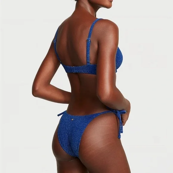 VS Swim Shimmer Icon Push-Up Bikini Top size 36DDD blue sparkle underwire - Picture 2 of 13